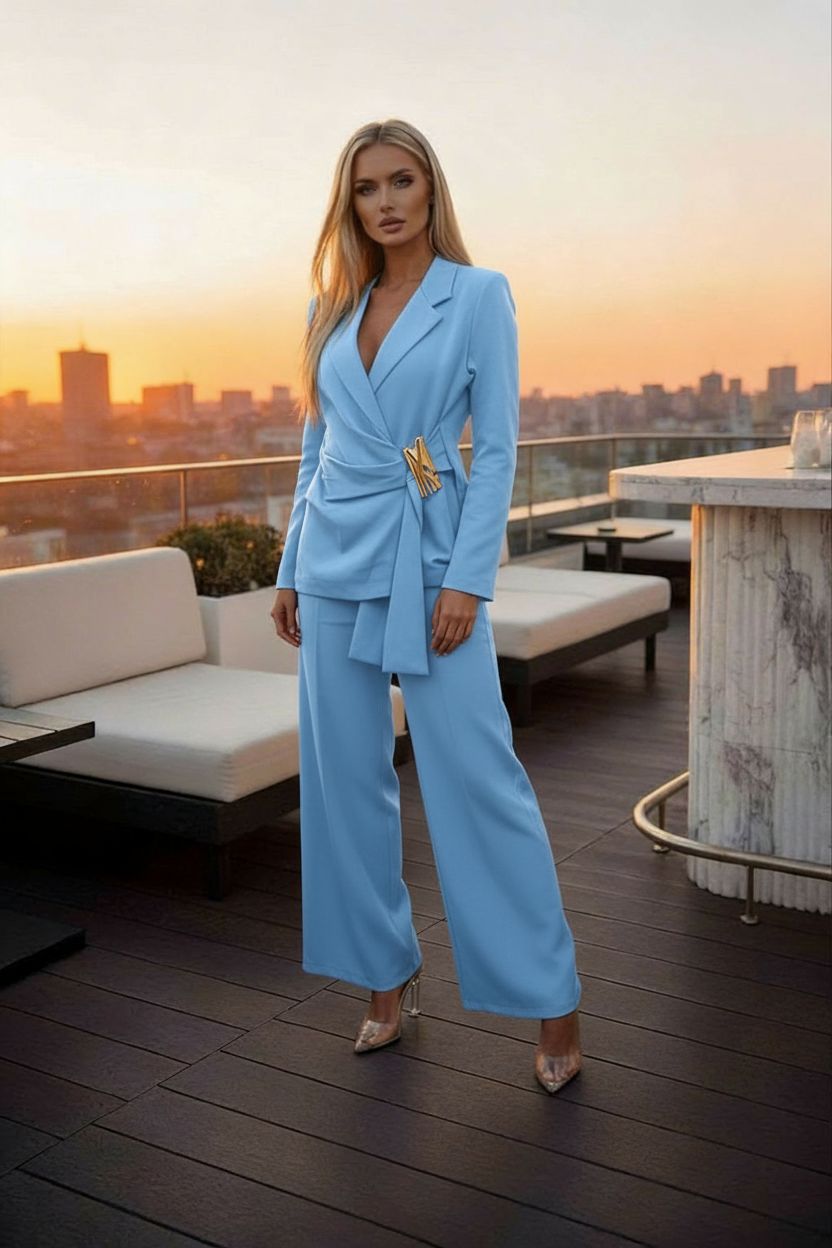 Conjunto Blazer & Wide Pants Sky Elegance