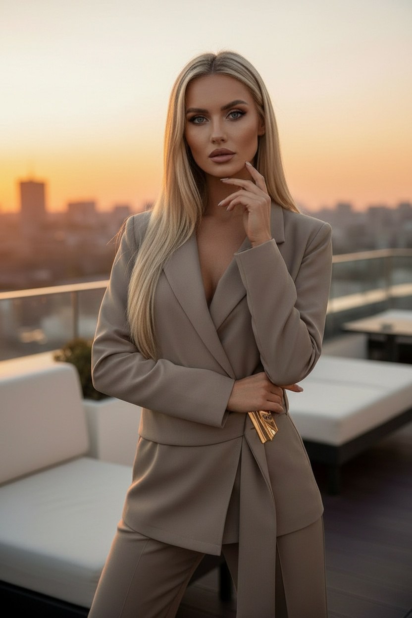 Conjunto Blazer & Wide Pants Sky Elegance