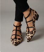 Bridget | Zapatos de tacón de ballet con correa de leopardo
