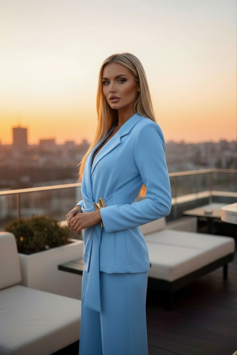 Conjunto Blazer & Wide Pants Sky Elegance