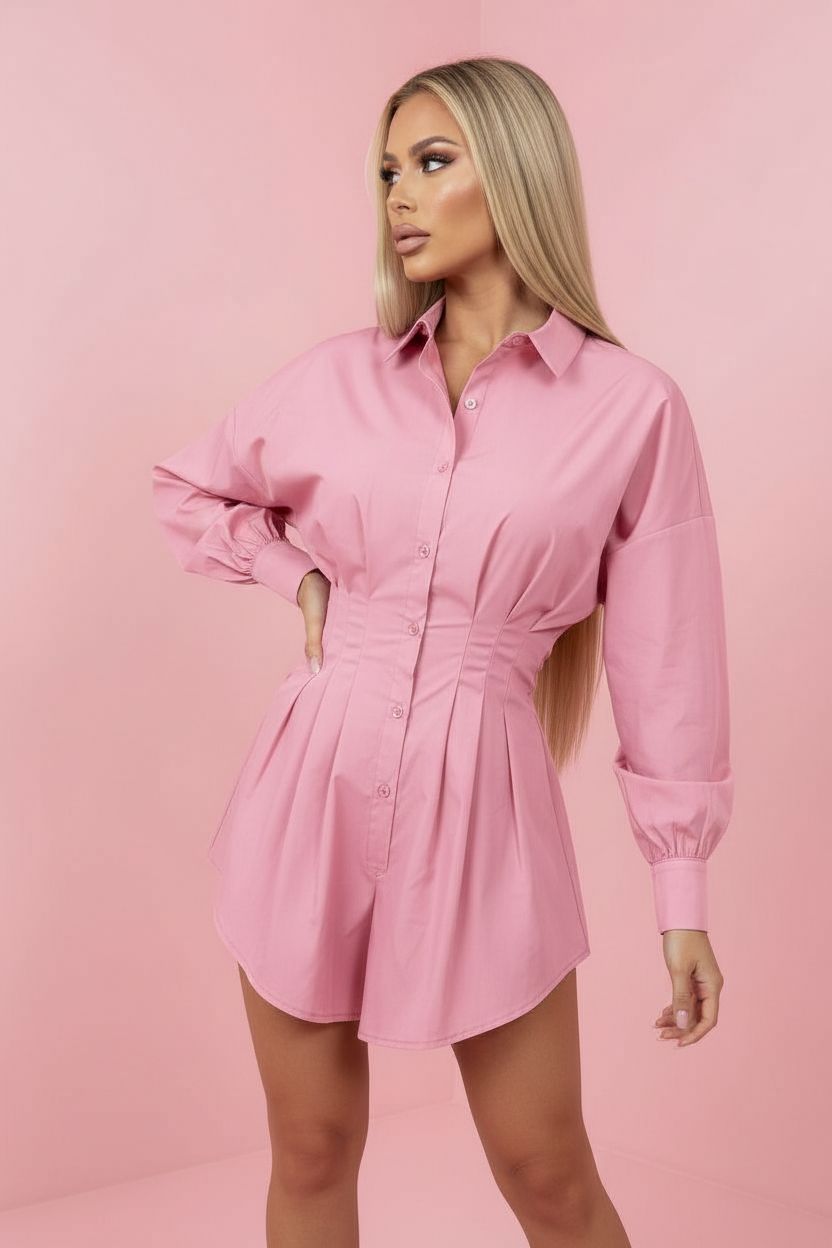 Vestido Camisero Rosa Aura
