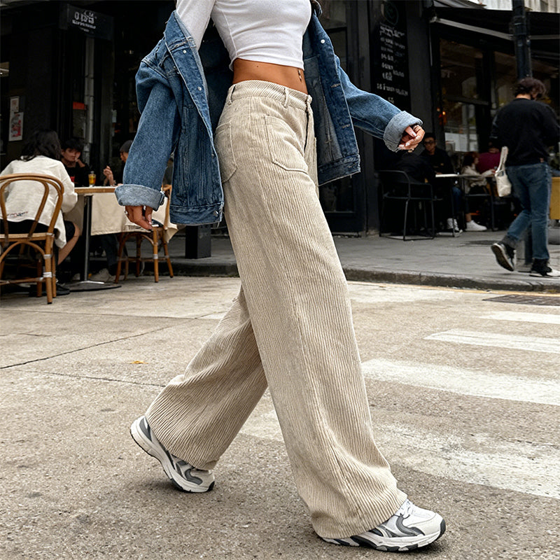 Pantalón Wide Corduroy Sand
