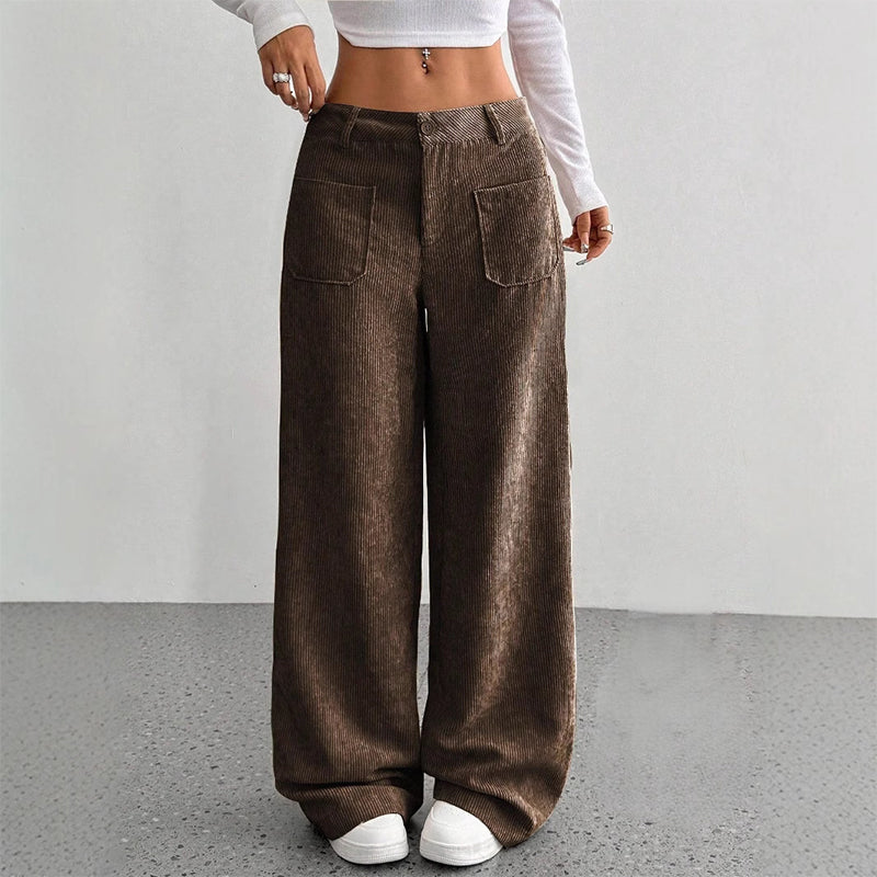 Pantalón Wide Corduroy Sand
