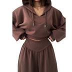 Conjunto Crop Hoodie & Wide Pants Chocolate