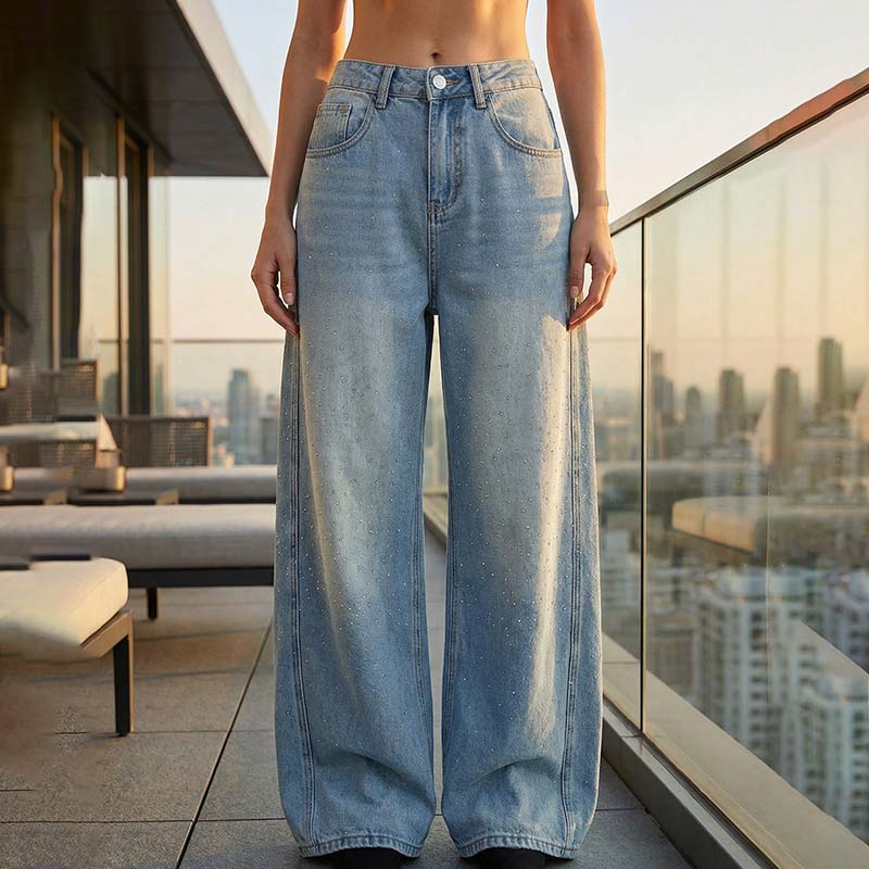 Jeans Wide Sparkle Blue